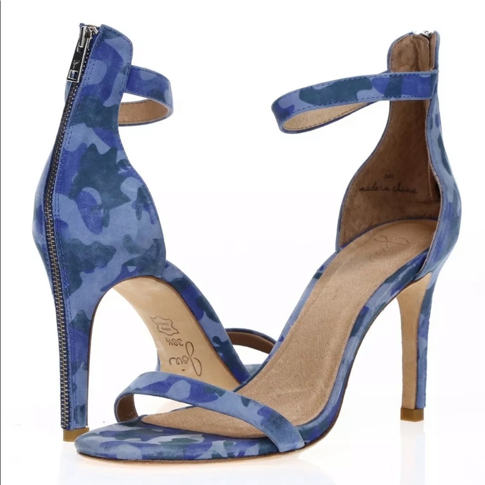 Joie Abbott Camo Blue Sandals Heel Shoes Sz 10